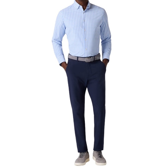 Mizzen+Main Leeward Trim Fit Dress Shirt Men’s S Light Blue Gingham NWOT - Picture 3 of 8